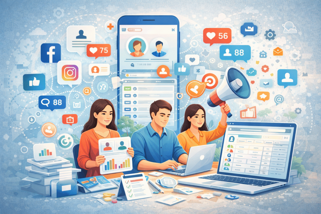 manajemen konten sosial media guna menambah database customer