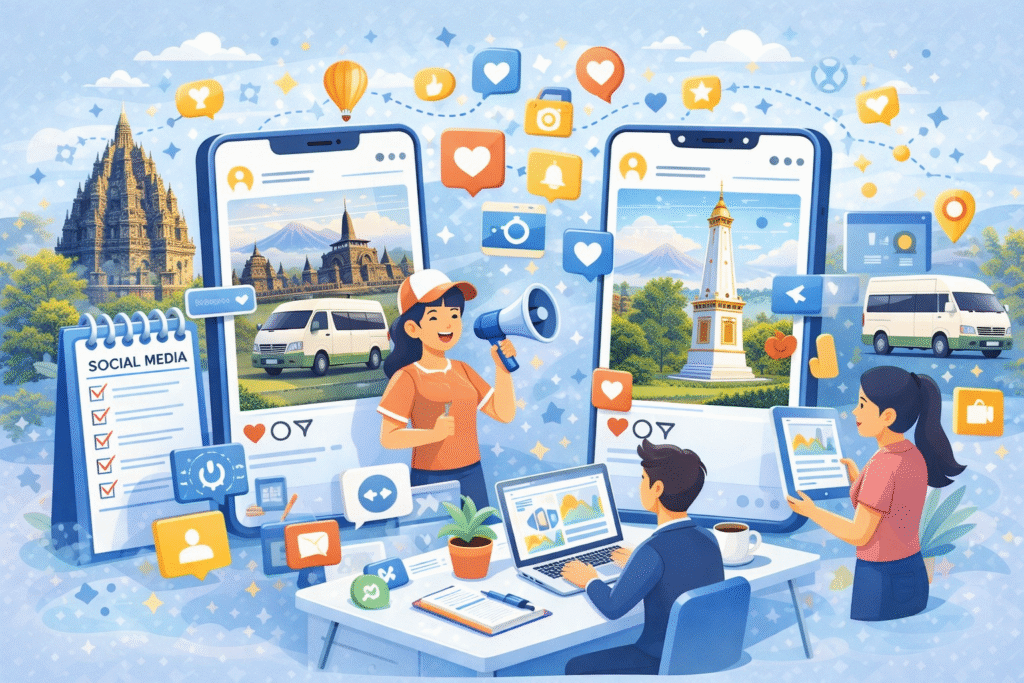 manajemen konten sosial media untuk bisnis travel di Jogja