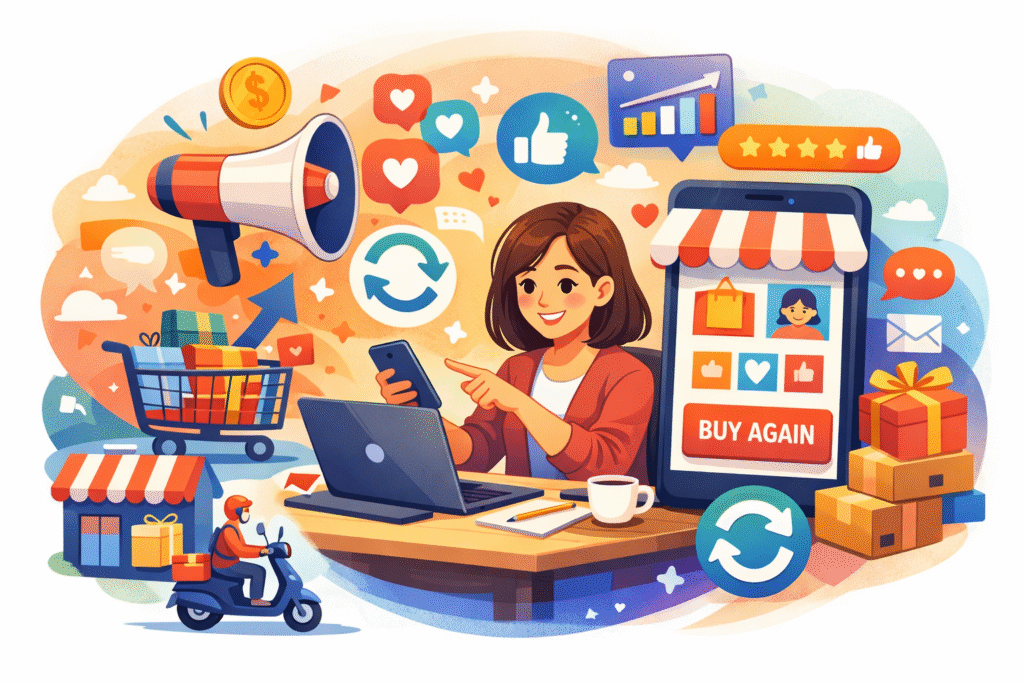 pengelolaan media sosial bisnis guna meningkatkan repeat order